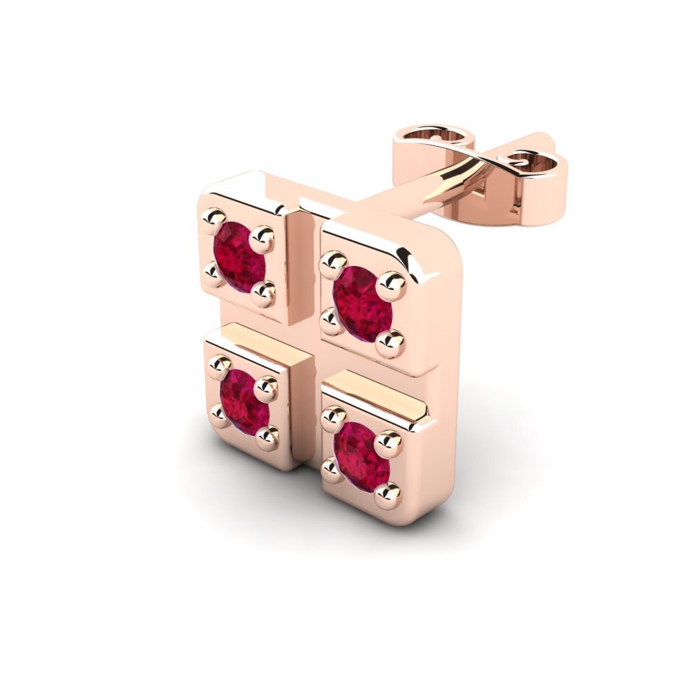 14K Rose Gold Ruby Men's Earring Pavle