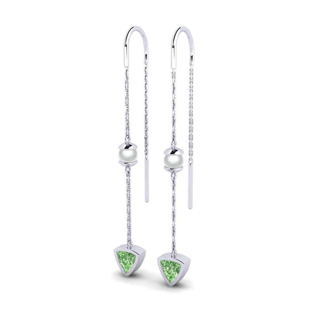 950 Platin Grüner Diamant Damen ohrring Peara