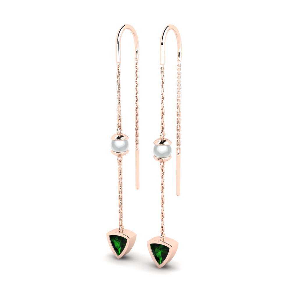 14k Oro Rosa Turmalina verde Pendiente de mujer Peara