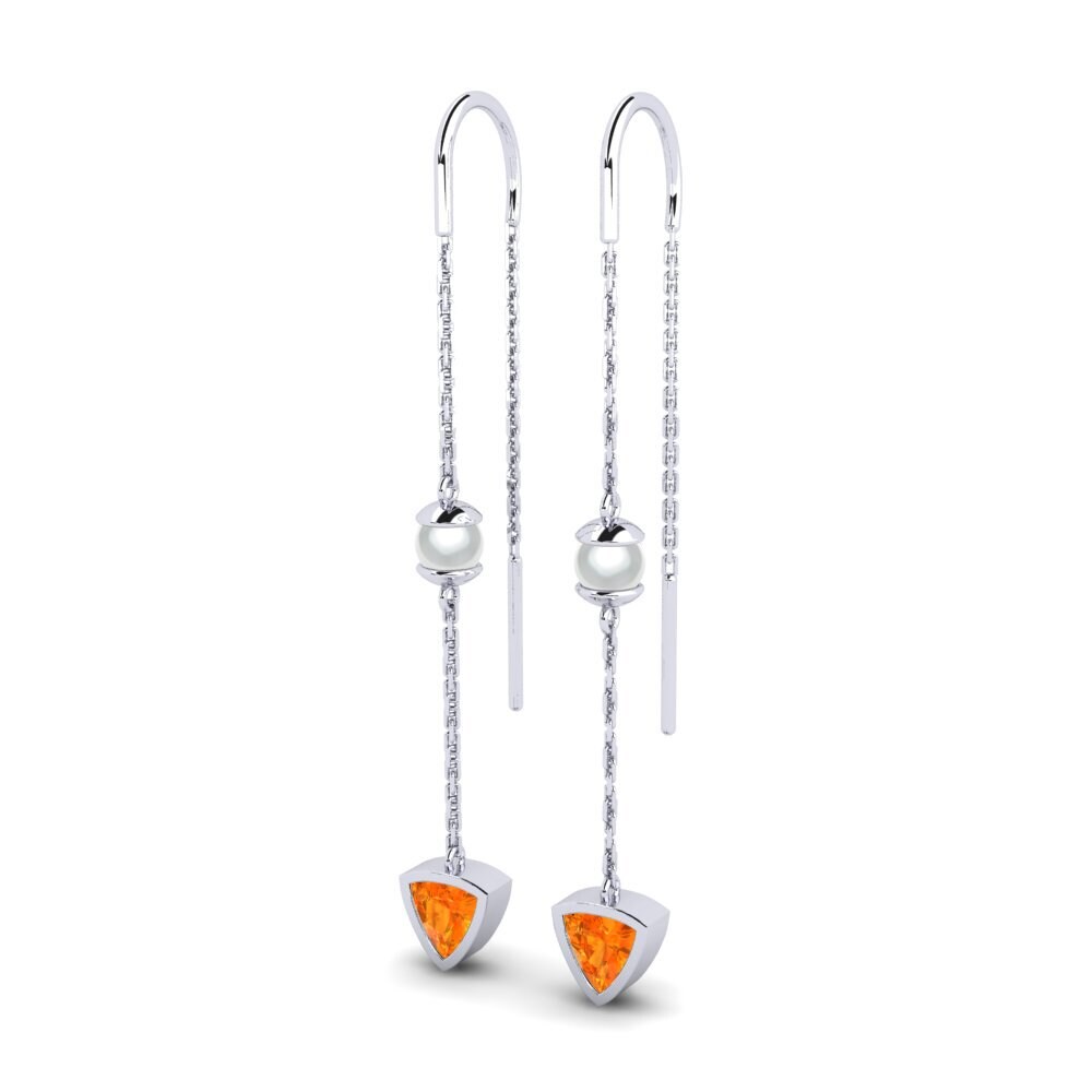 9ct White Gold Orange Sapphire Women's Earring Peara