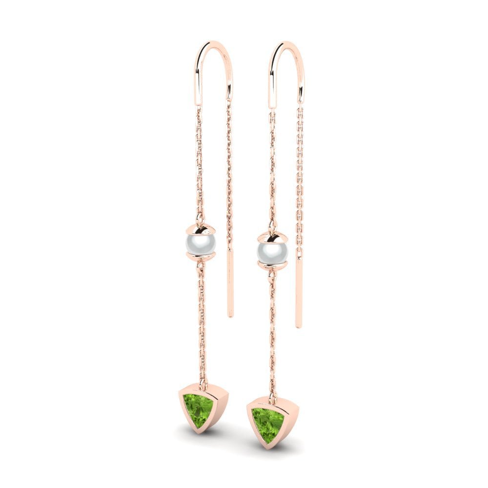 14k Oro Rosa Peridoto Pendiente de mujer Peara
