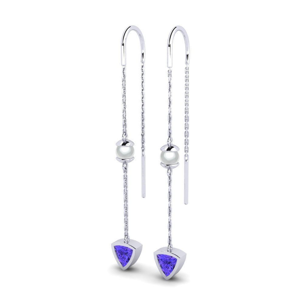 Plata 925 Tanzanita Pendiente de mujer Peara