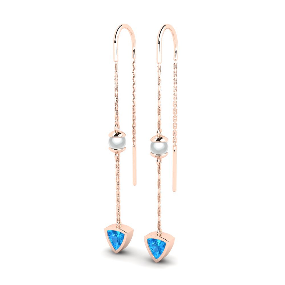 9ct Rose Gold Blue Topaz Women's Earring Peara