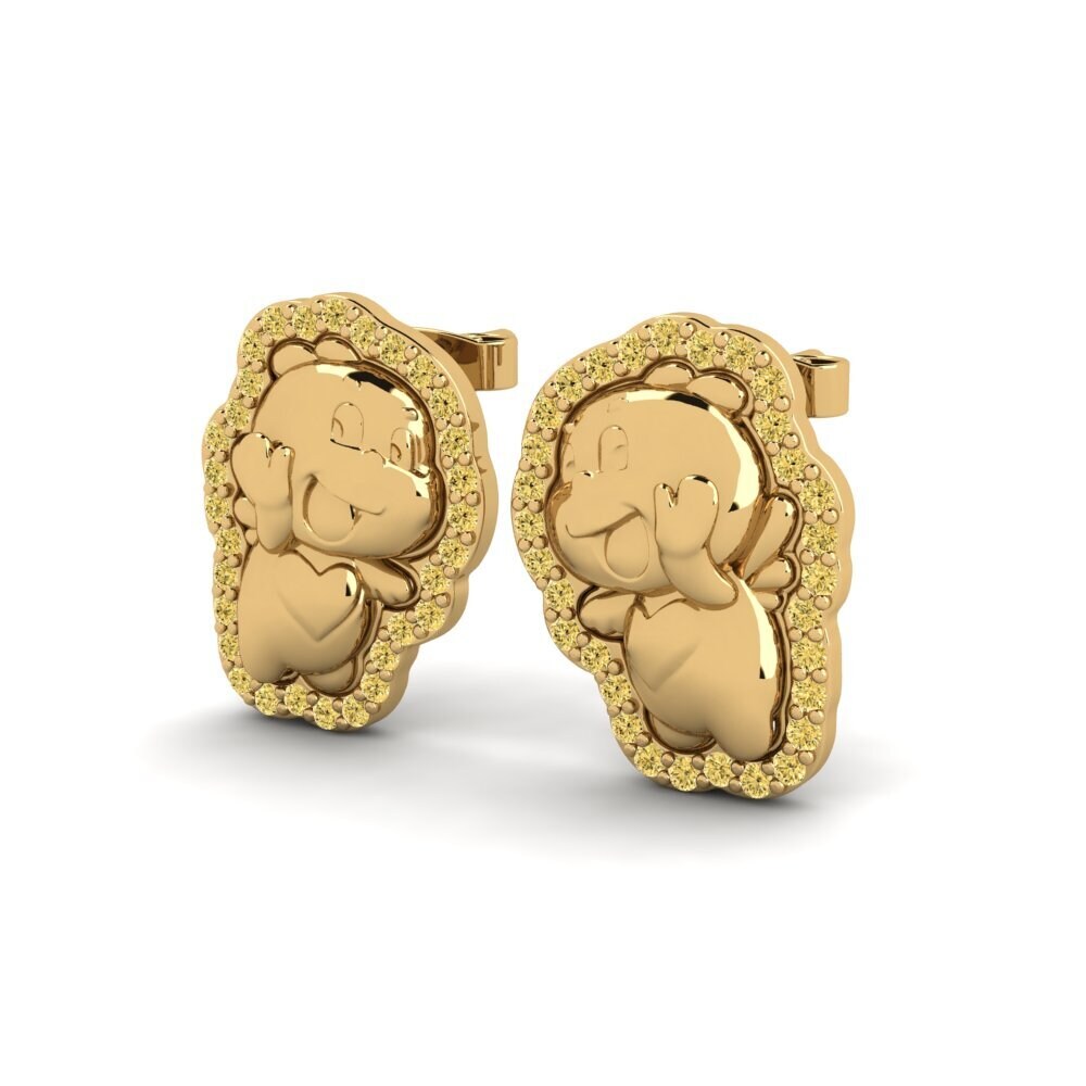 14ct Yellow Gold Yellow Diamond Kid's Earring Pedrina