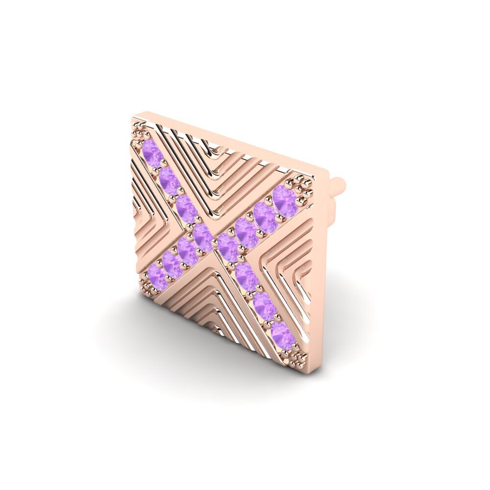 14ct Rose Gold Amethyst Men's Earring Pelagiya