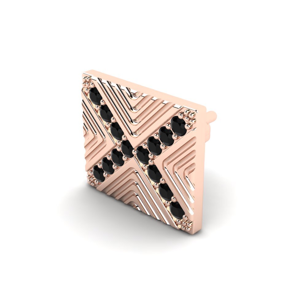 14k Oro Rosa Zafiro negro Pendiente para hombre Pelagiya