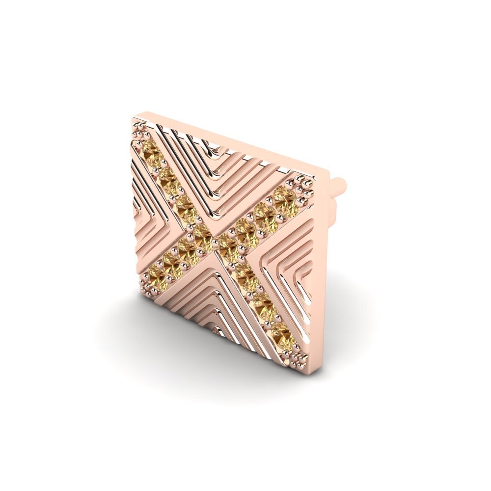 9ct Rose Gold Brown Diamond Men's Earring Pelagiya