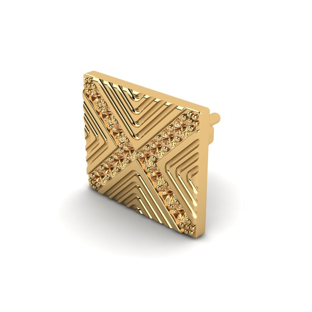 18ct Yellow Gold Brown Diamond Men's Earring Pelagiya