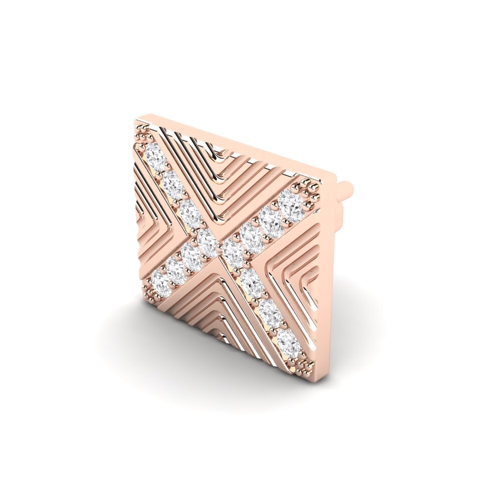 14ct Rose Gold White sapphire Men's Earring Pelagiya