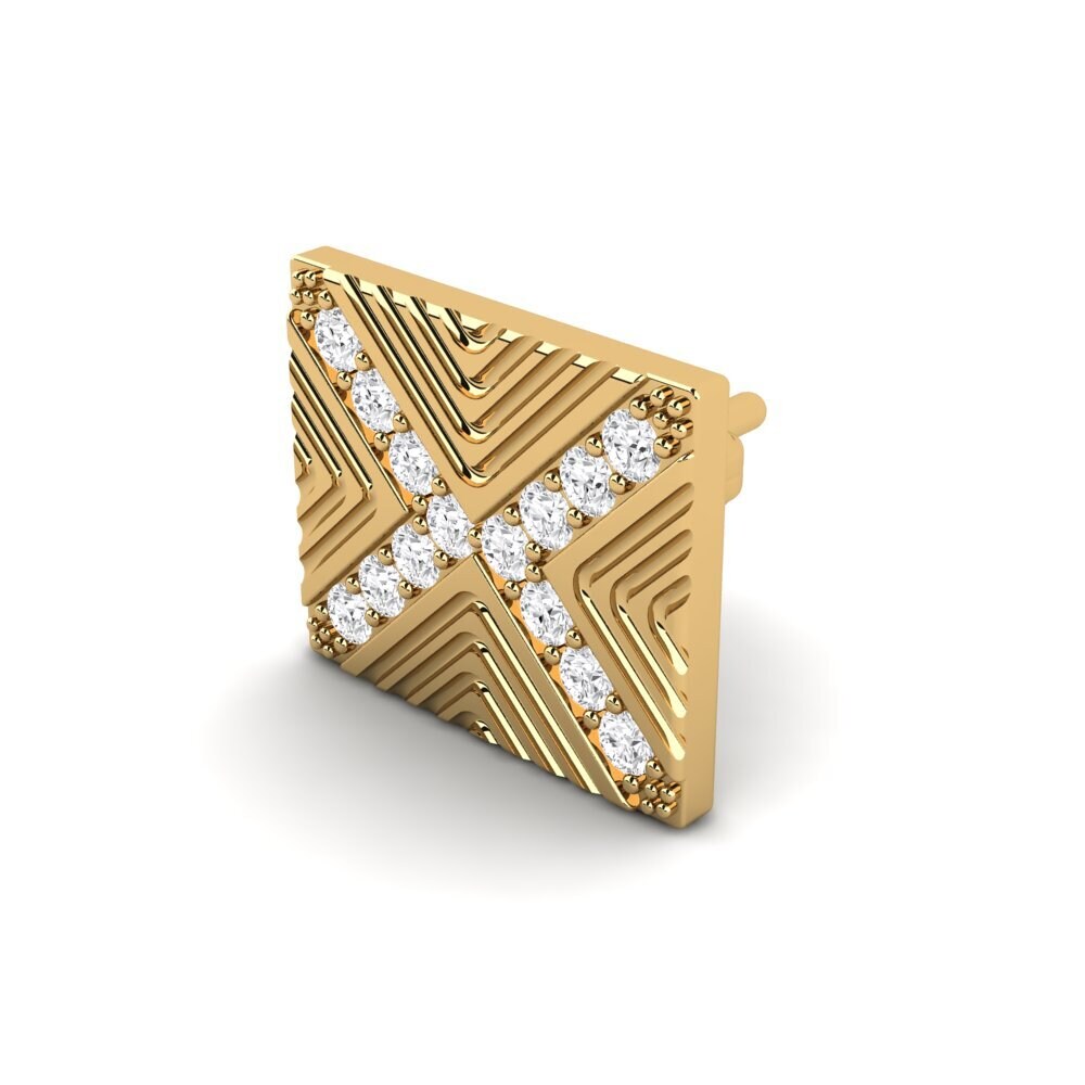 14ct Yellow Gold White sapphire Men's Earring Pelagiya
