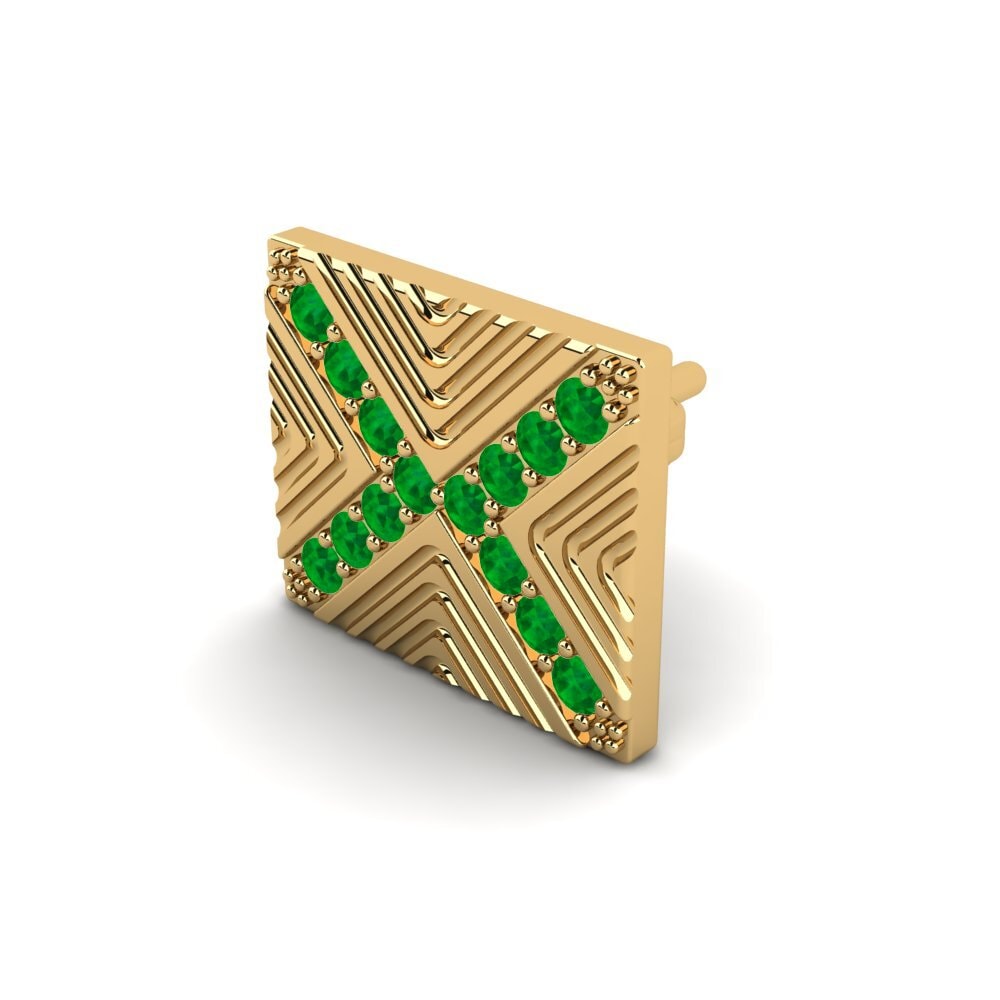 14ct Yellow Gold Emerald Men's Earring Pelagiya