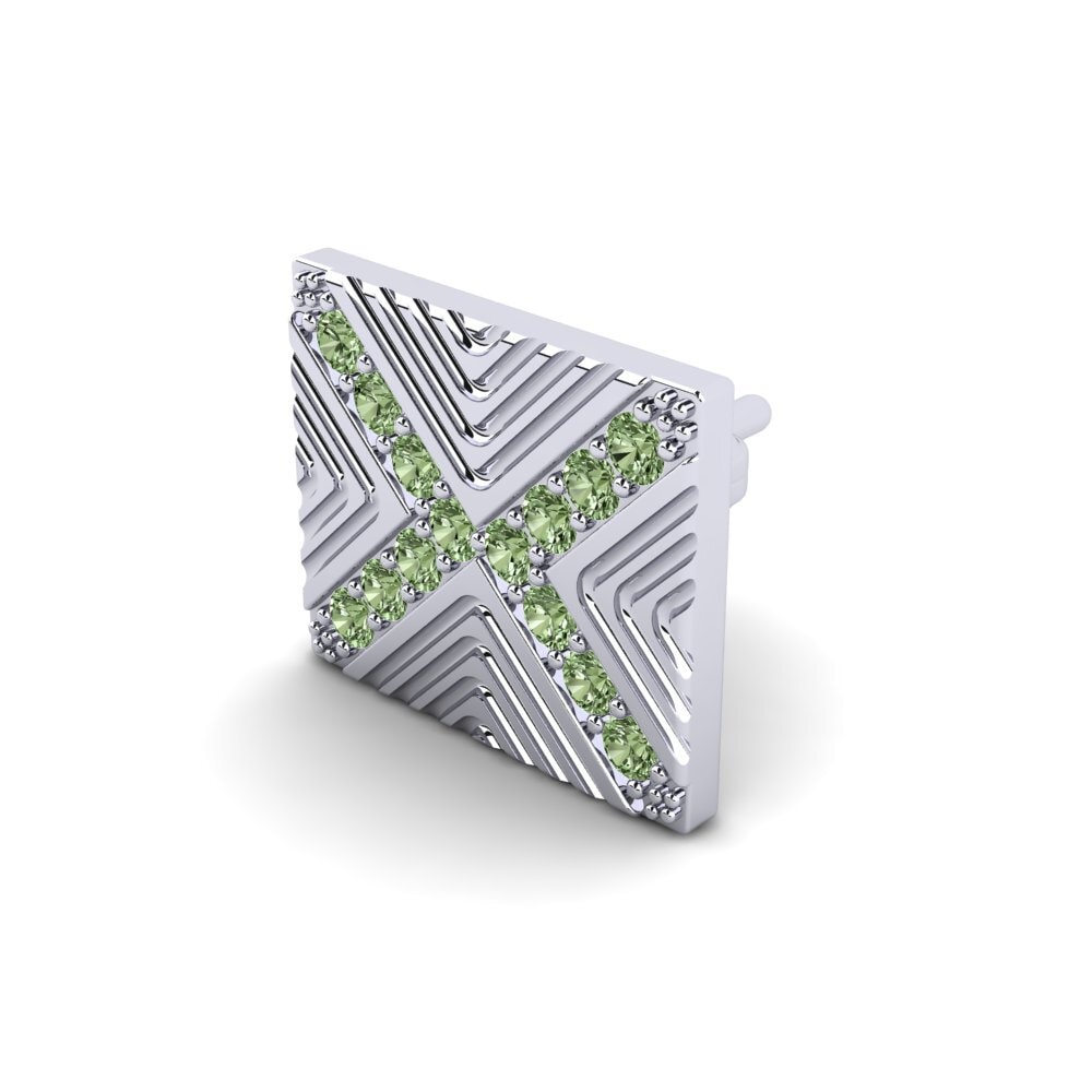 585 Bílé zlato Zelený diamant Pánské náušnice Pelagiya