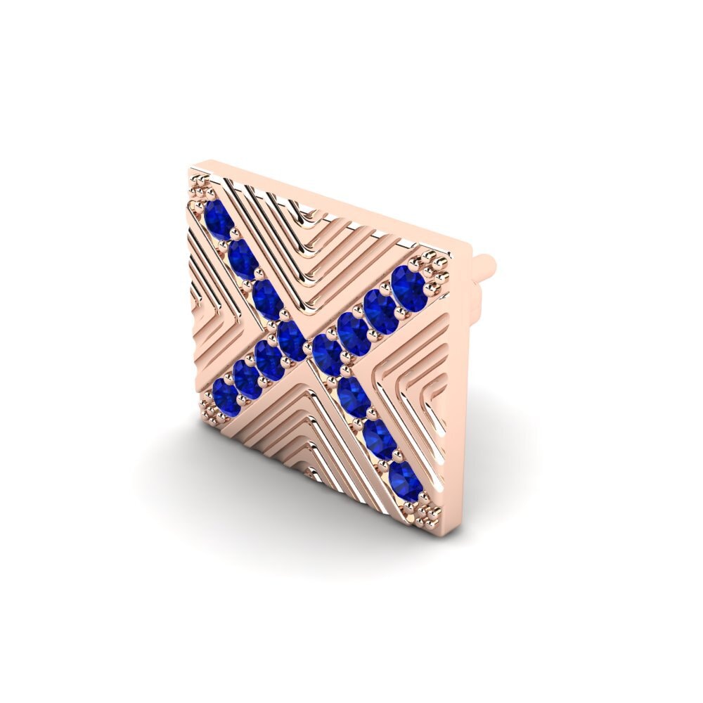9ct Rose Gold Sapphire Men's Earring Pelagiya