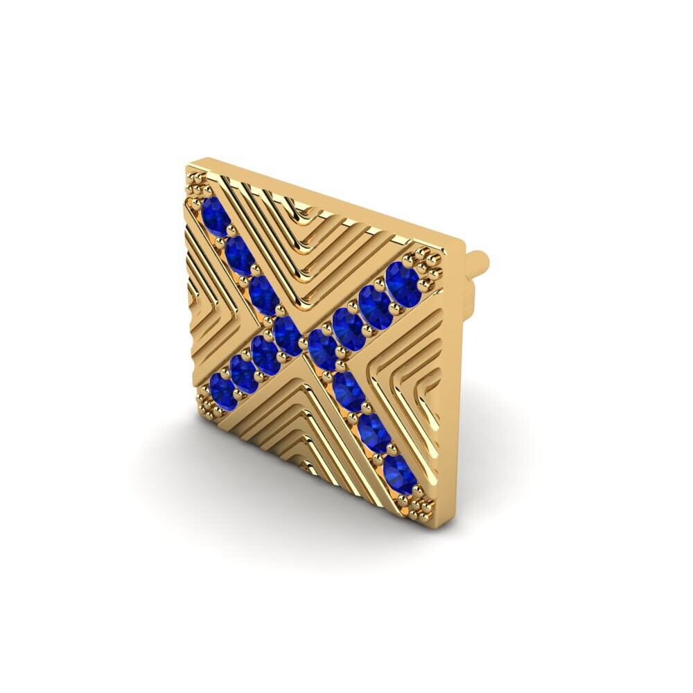 14ct Yellow Gold Sapphire Men's Earring Pelagiya