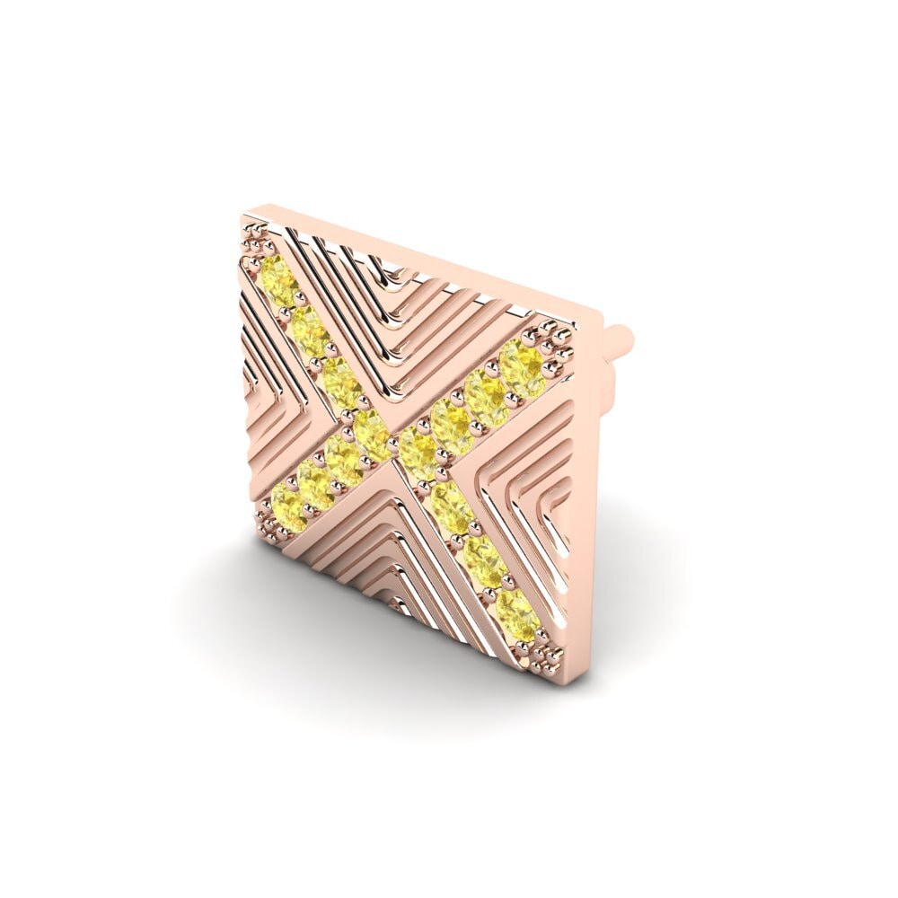 9ct Rose Gold Yellow Sapphire Men's Earring Pelagiya