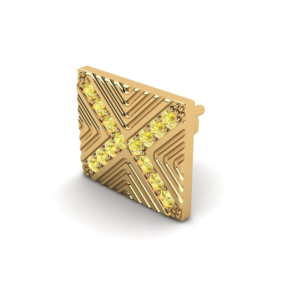 14ct Yellow Gold Yellow Sapphire Men's Earring Pelagiya