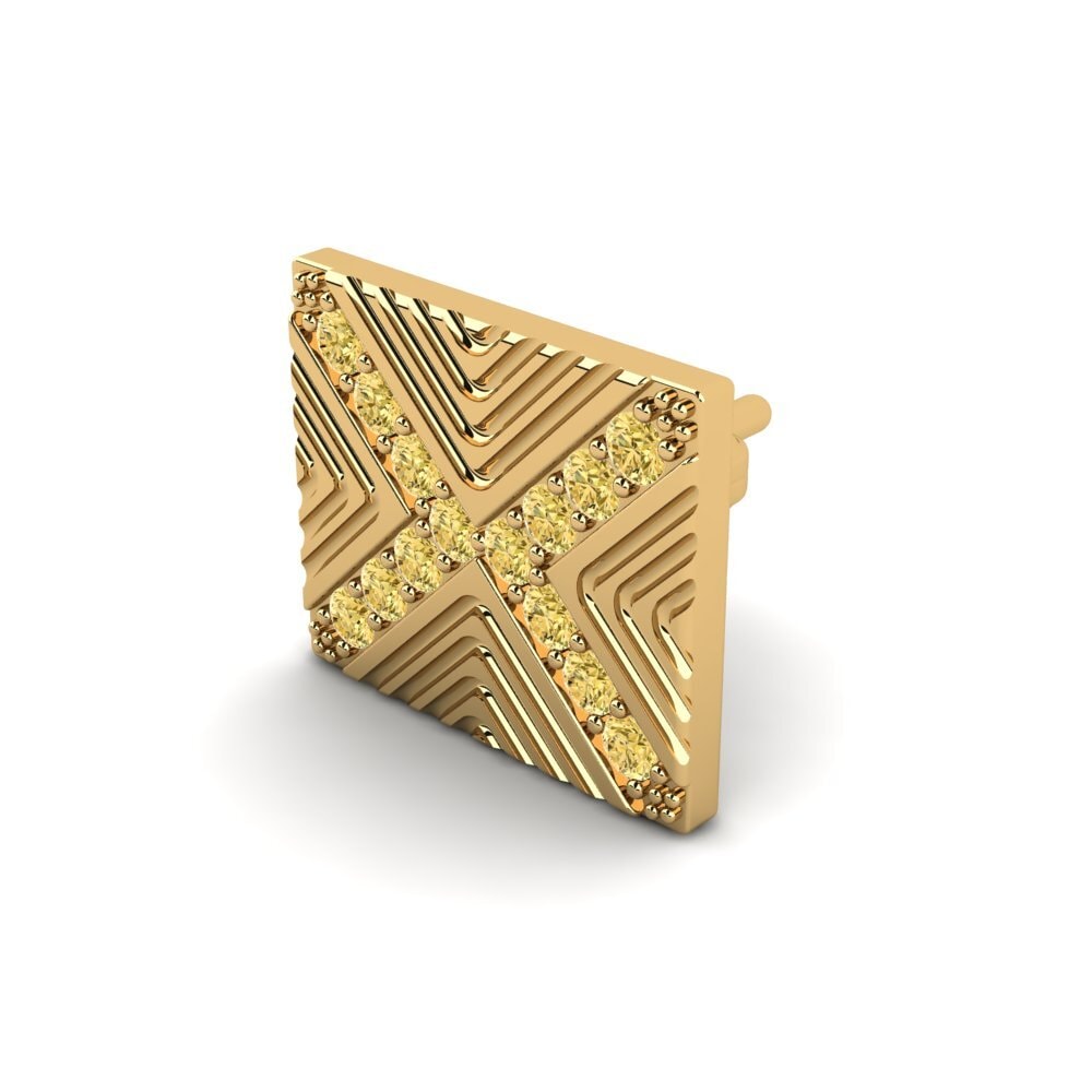 9ct Yellow Gold Yellow Diamond Men's Earring Pelagiya