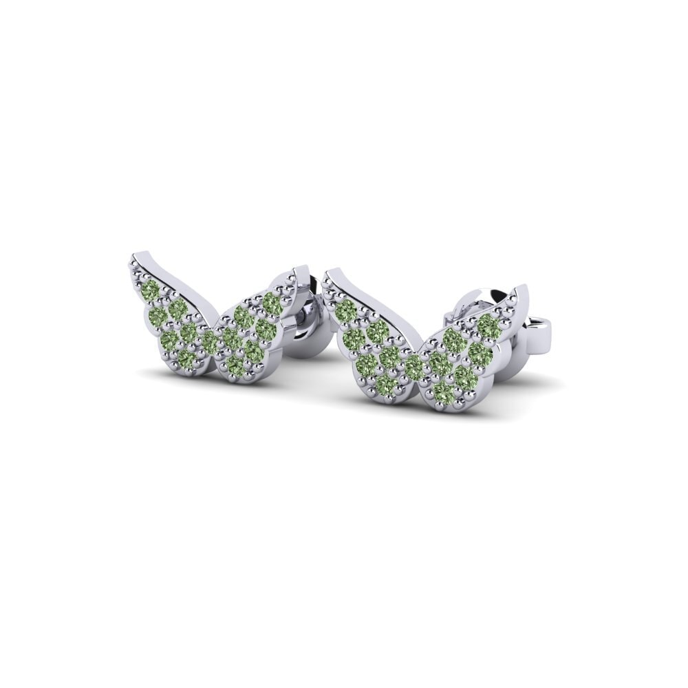 White Silver Green Diamond Kid's Earring Peli