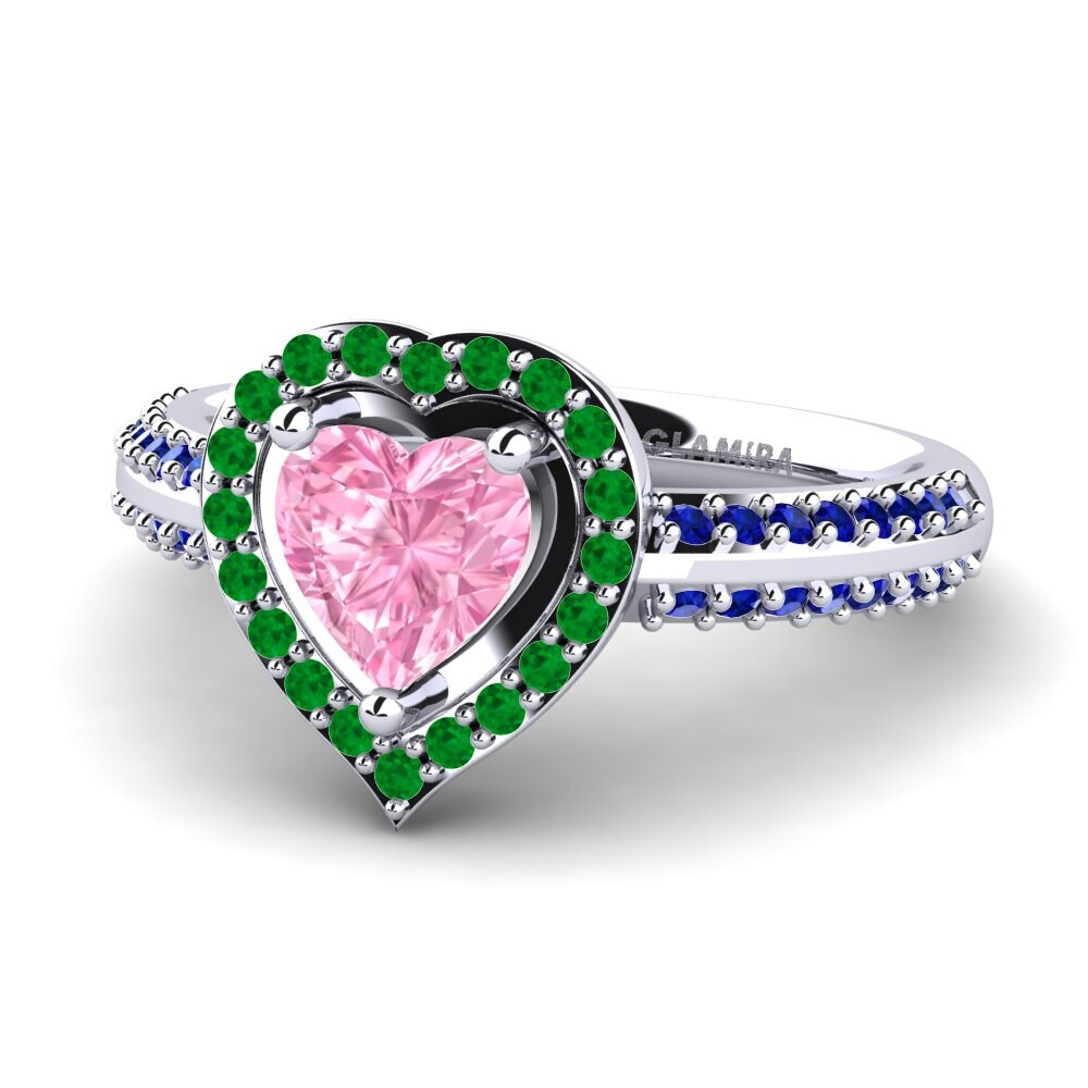 18ct White Gold Pink Sapphire Engagement Ring Pemangile