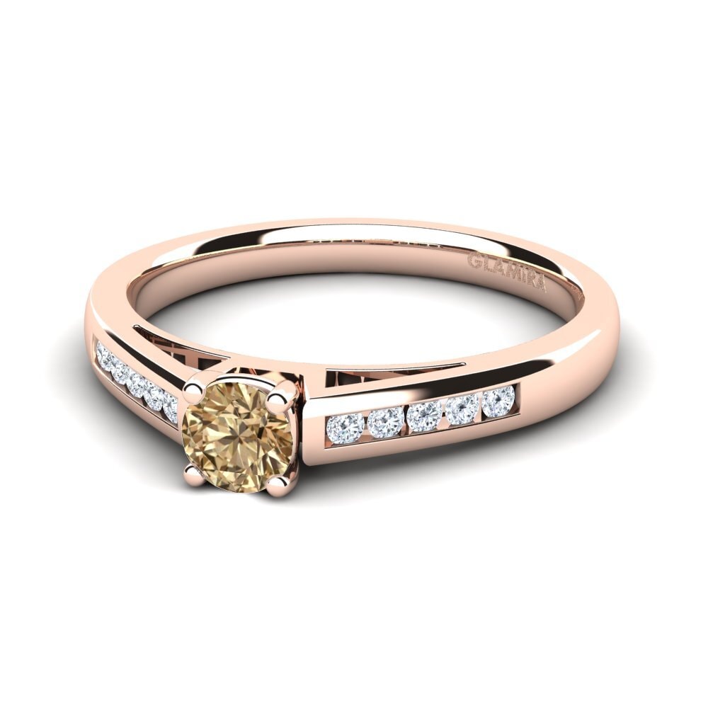 14k Oro Rosa Diamante café Anillo de compromiso Penelope