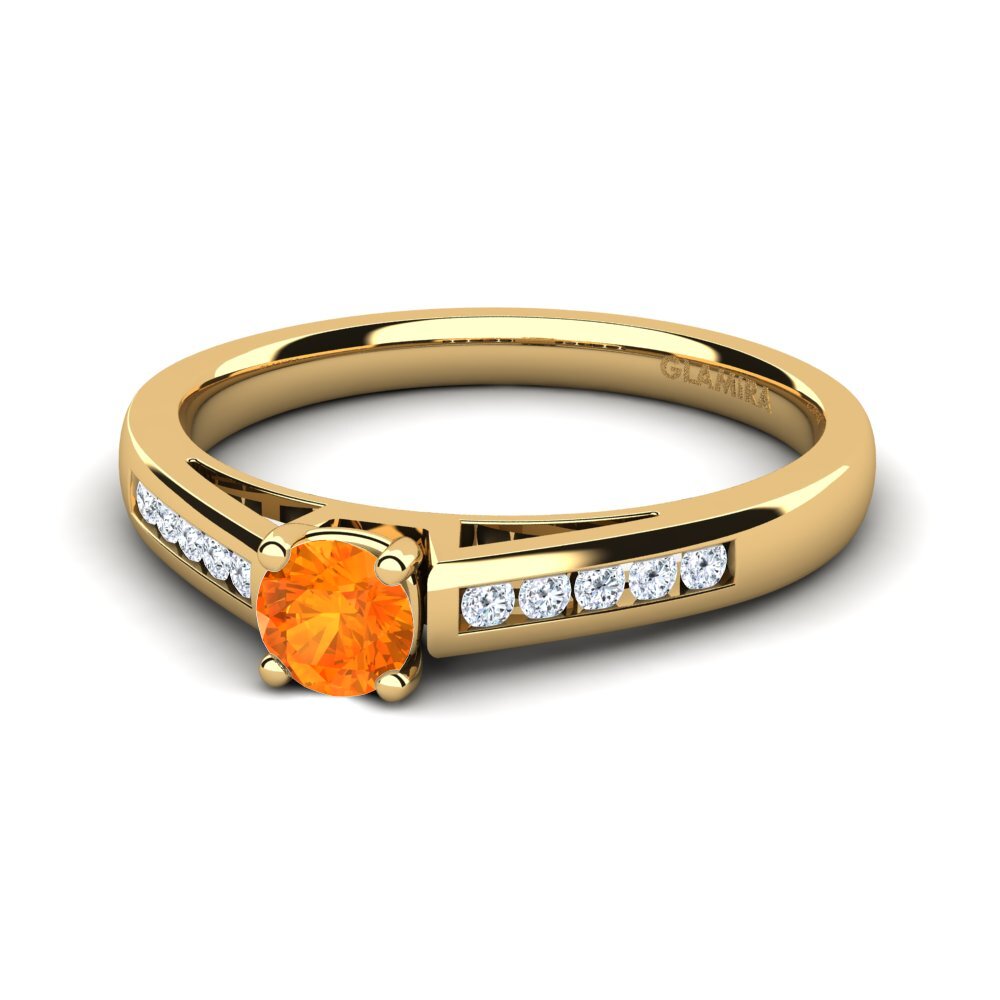 18k Oro Amarillo Zafiro Naranja Anillo de compromiso Penelope