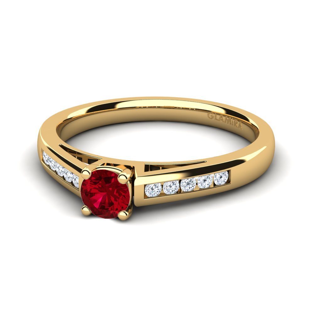 18k Oro Amarillo Circonita Roja Anillo de compromiso Penelope