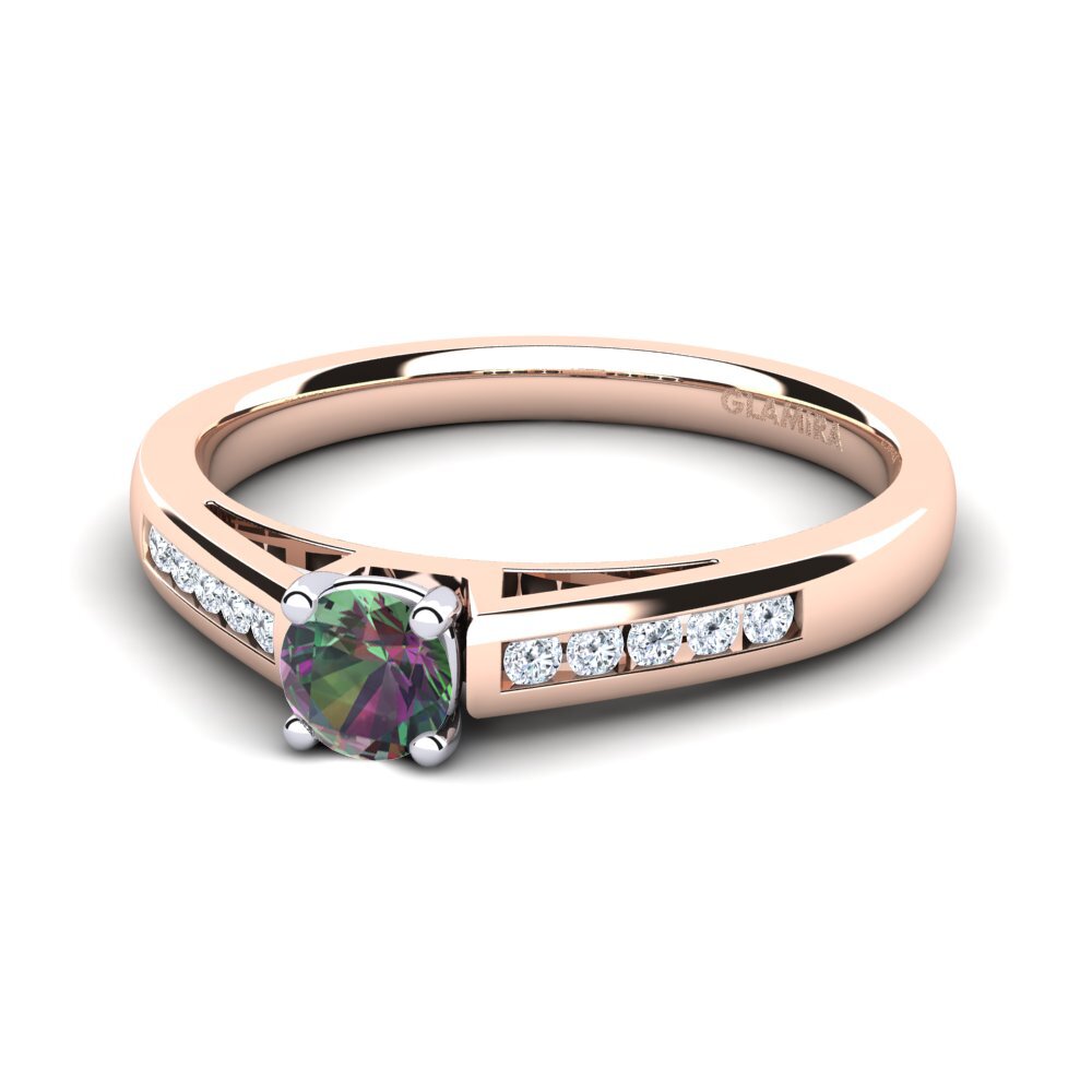 9ct Rose & White Gold Mystic Topaz Diamonds Ring Penelope
