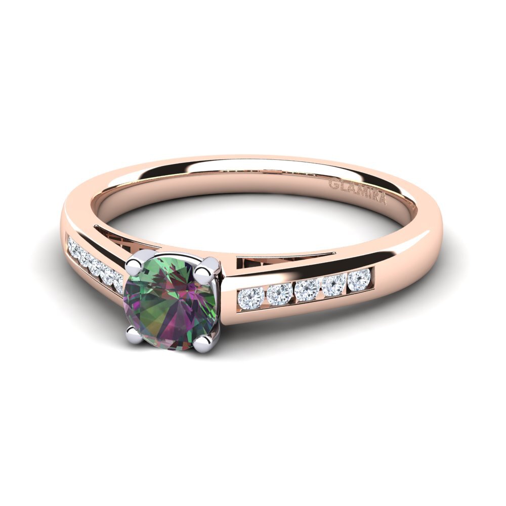 9ct Rose & White Gold Mystic Topaz Engagement Ring Penelope 0.5 crt