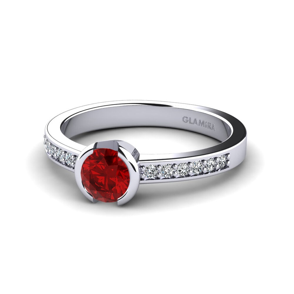 Rubí (Creado en laboratorio) Anillo de compromiso Penthe 0.5crt