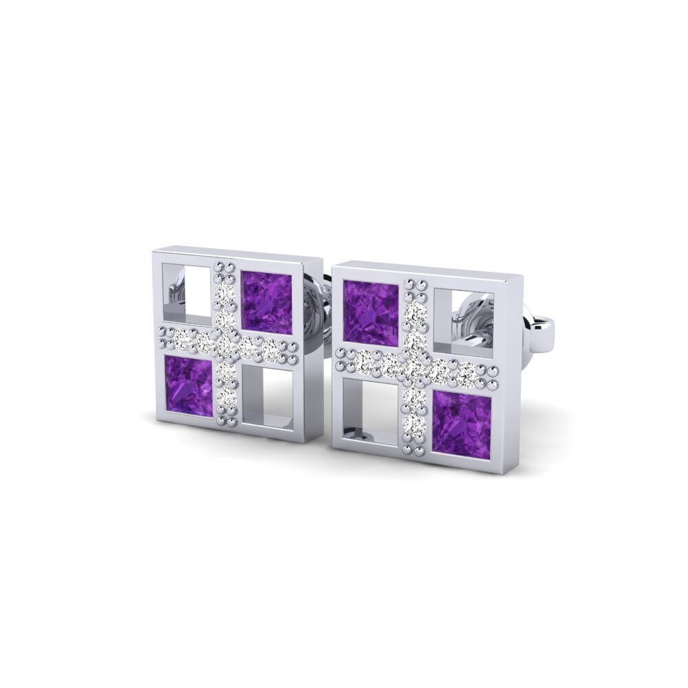 Weißgold 750 Amethyst Damen ohrring Pentur