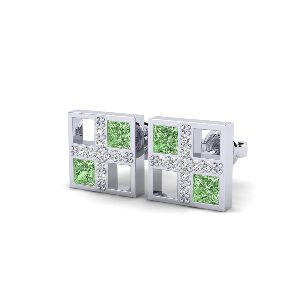 950 Platin Grüner Diamant Damen ohrring Pentur