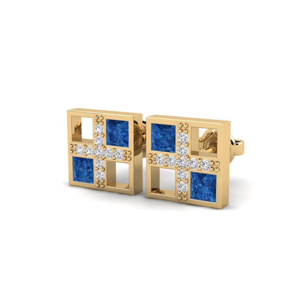 sapphire-zirconia ต่างหู Pentur