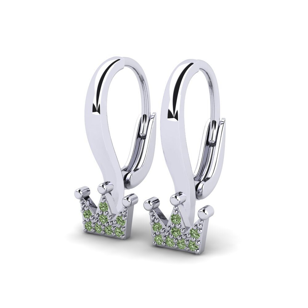 White Silver Green Diamond Kid's Earring Permainani
