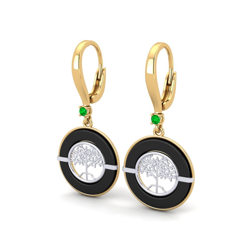 9k Oro Amarillo & Blanco Esmeralda Pendiente de mujer Pernice