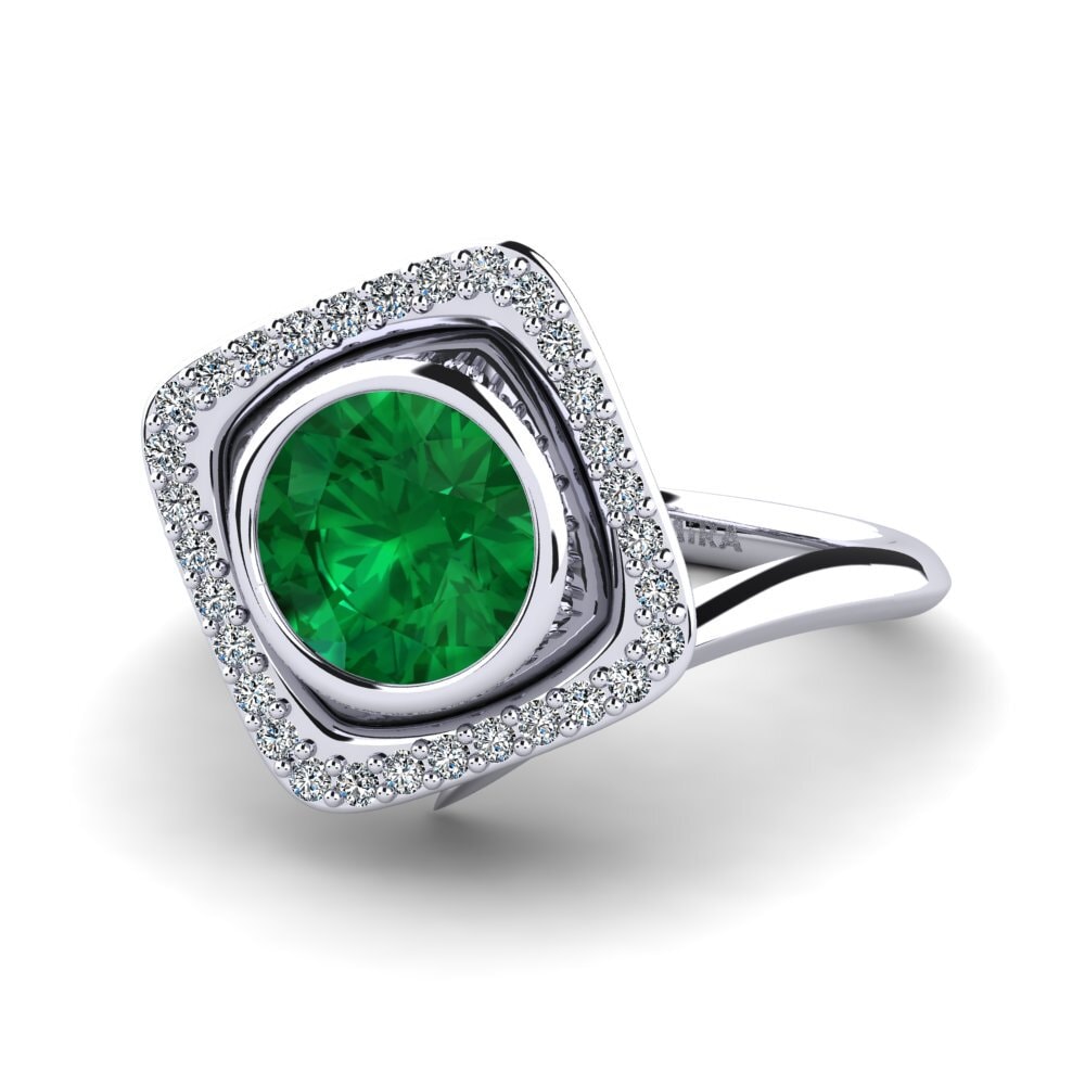 Esmeralda (creada en laboratorio) Anillo de compromiso Persian