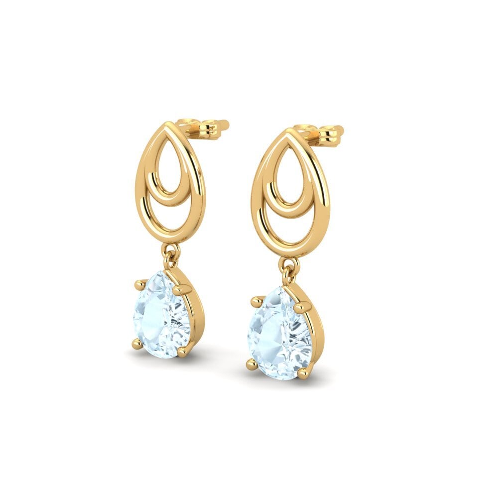 14k Oro Amarillo Aguamarina Pendiente de mujer Peso