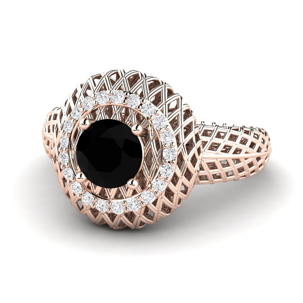 9k Rose Gold Black Onyx Engagement Ring Phuket