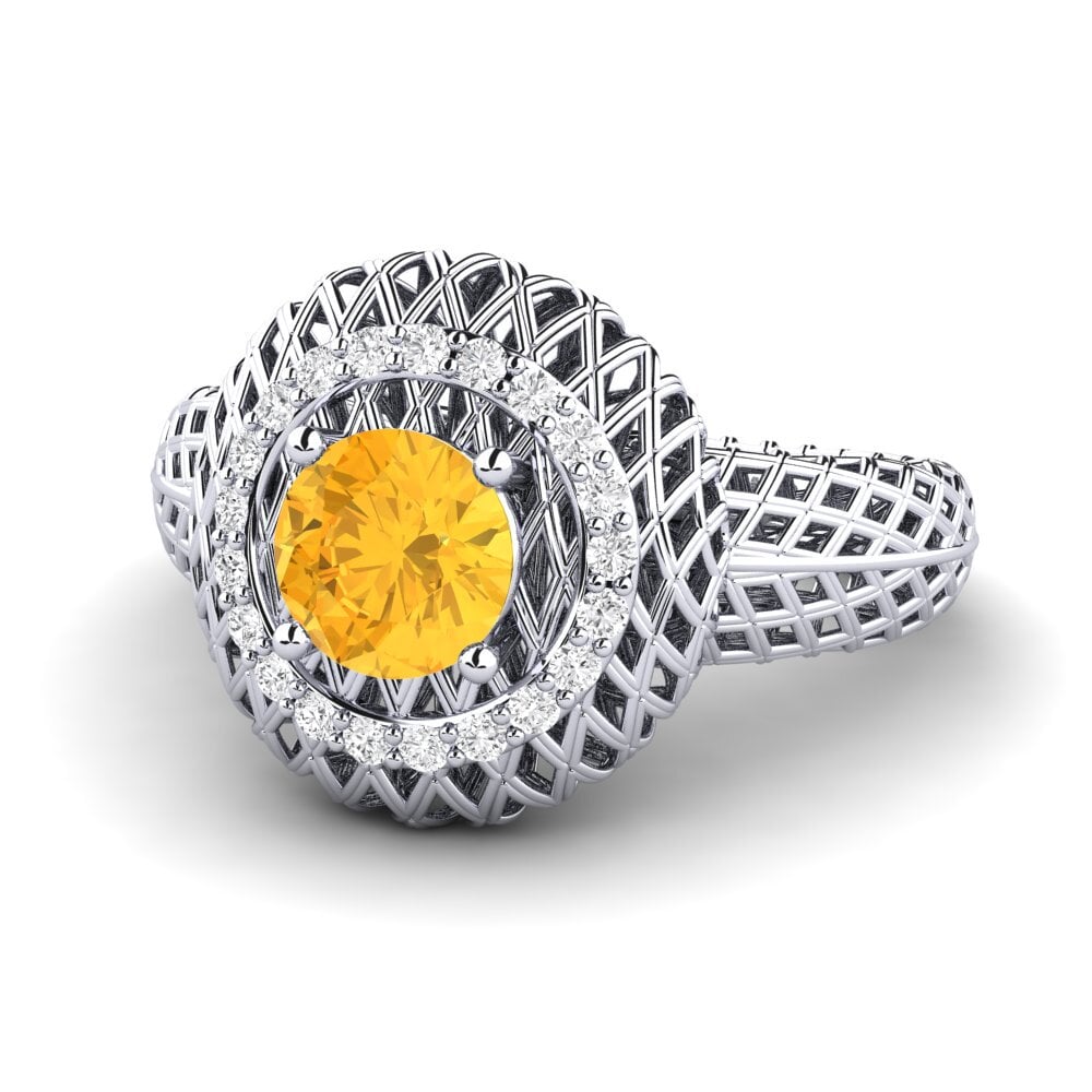 18k Oro Blanco Anillo de compromiso Phuket