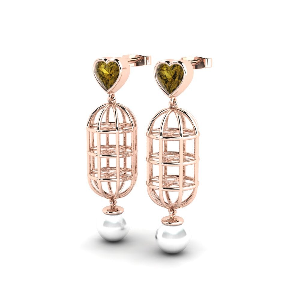 9ct Rose Gold Brown Zircon Women's Earring Phuo