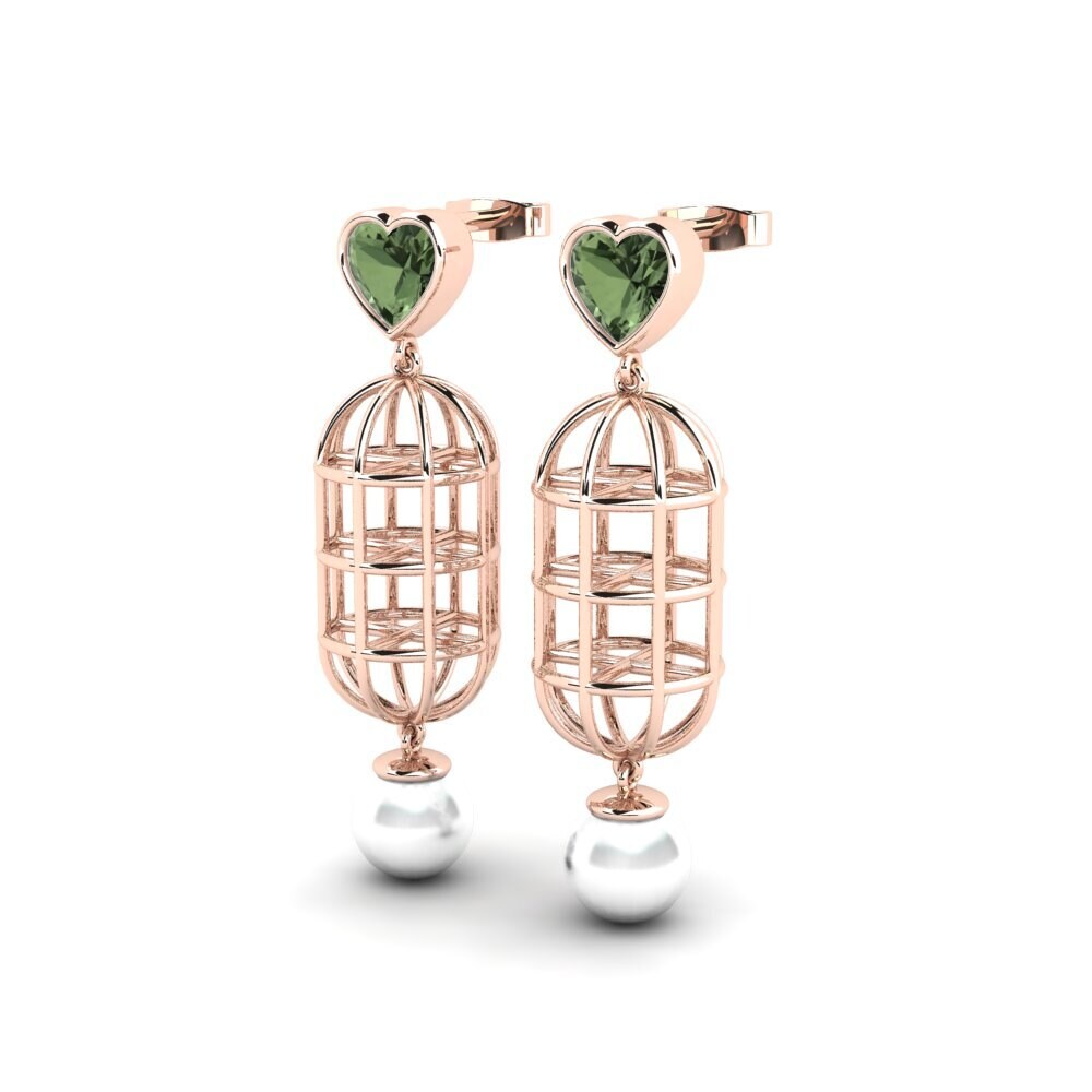 9ct Rose Gold Green Sapphire Women's Earring Phuo
