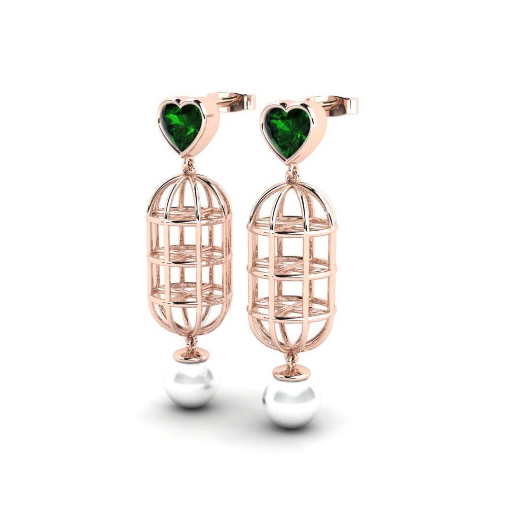 14k Oro Rosa Turmalina verde Pendiente de mujer Phuo