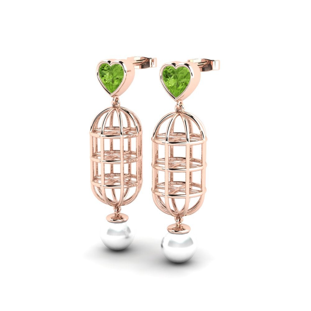 14k Oro Rosa Peridoto Pendiente de mujer Phuo