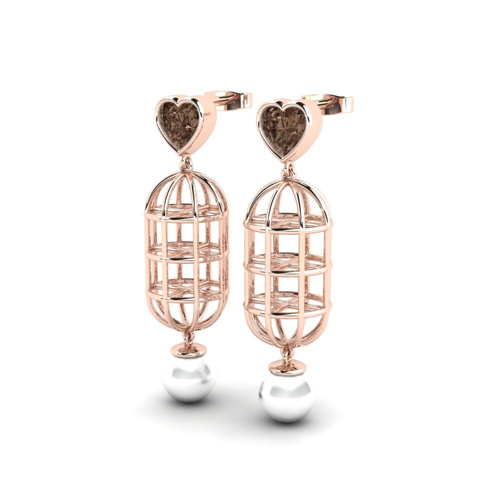 14ct Rose Gold Smoky Quartz Women's Earring Phuo