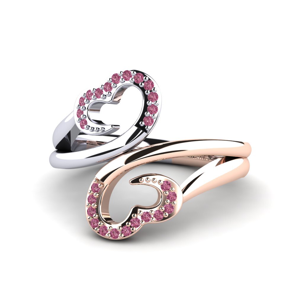 14k Oro Blanco & Rosa Granate Rhodolite Anillo Phyllis