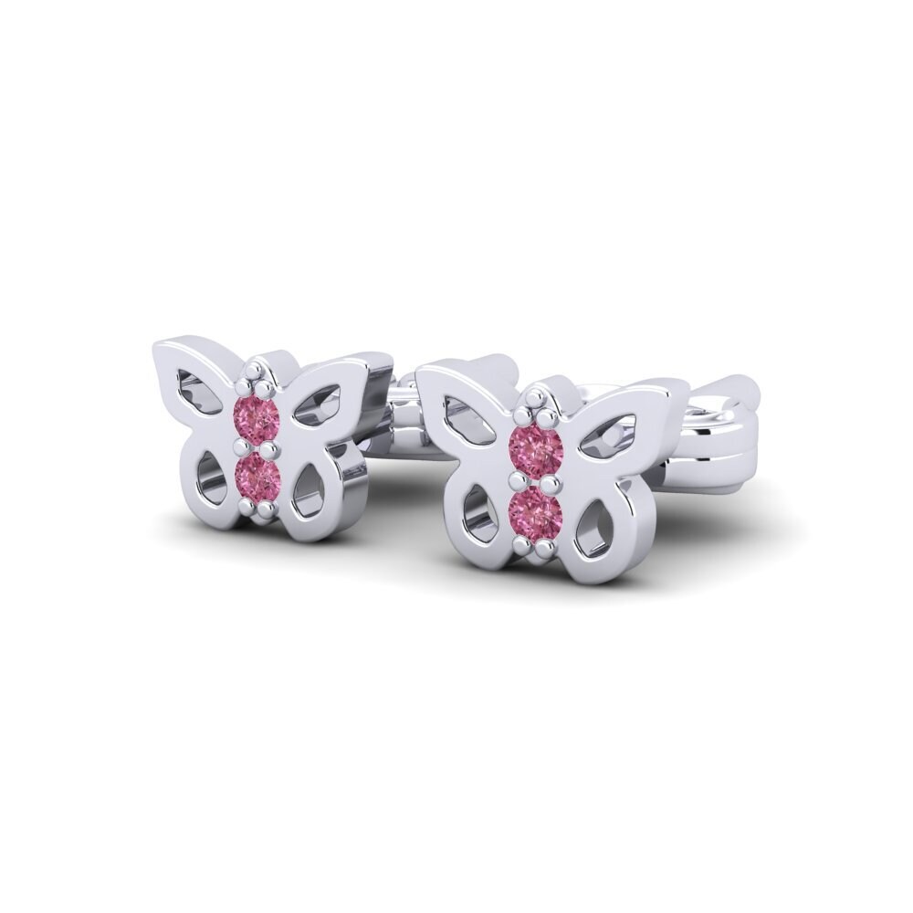 18k White Gold Rhodolite Garnet Kid's Earring Piedshor