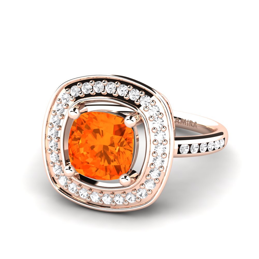 9k Rose Gold Fire-Opal Engagement Ring Pieretta