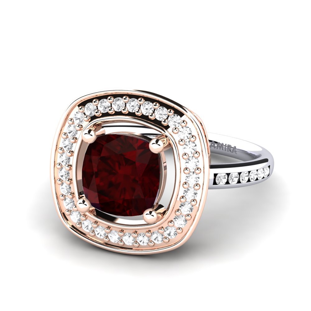 14k White & Rose Gold Garnet Engagement Ring Pieretta