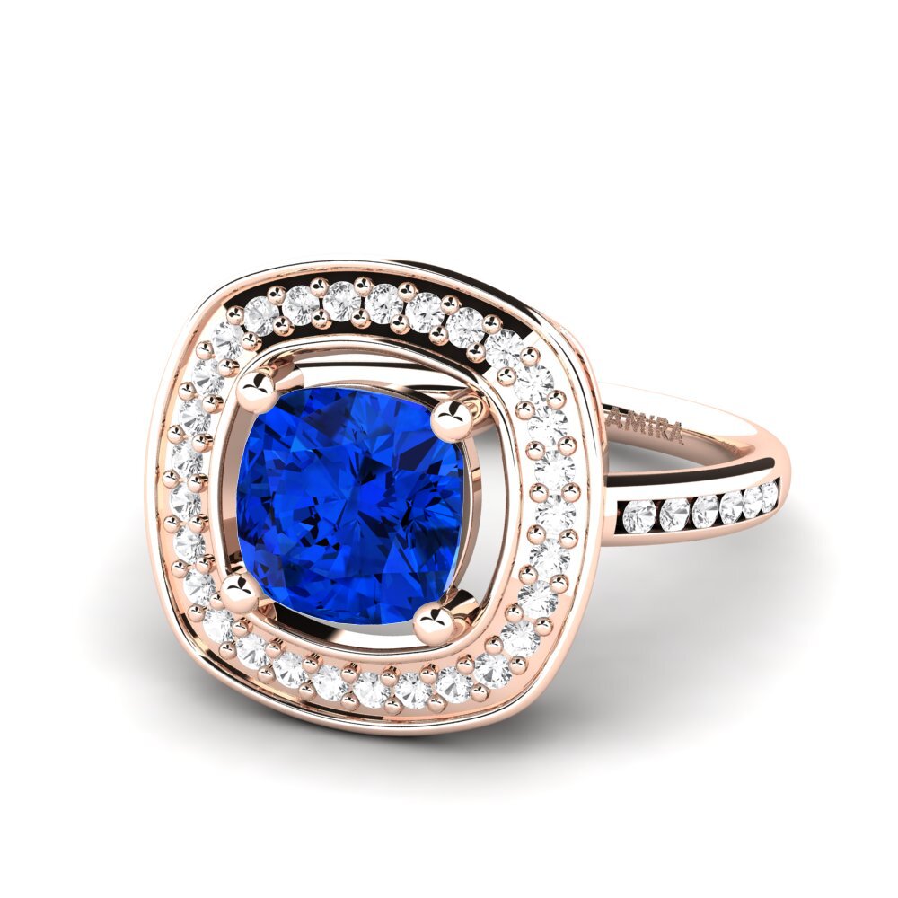 9k Rose Gold Sapphire (Lab Created) Engagement Ring Pieretta