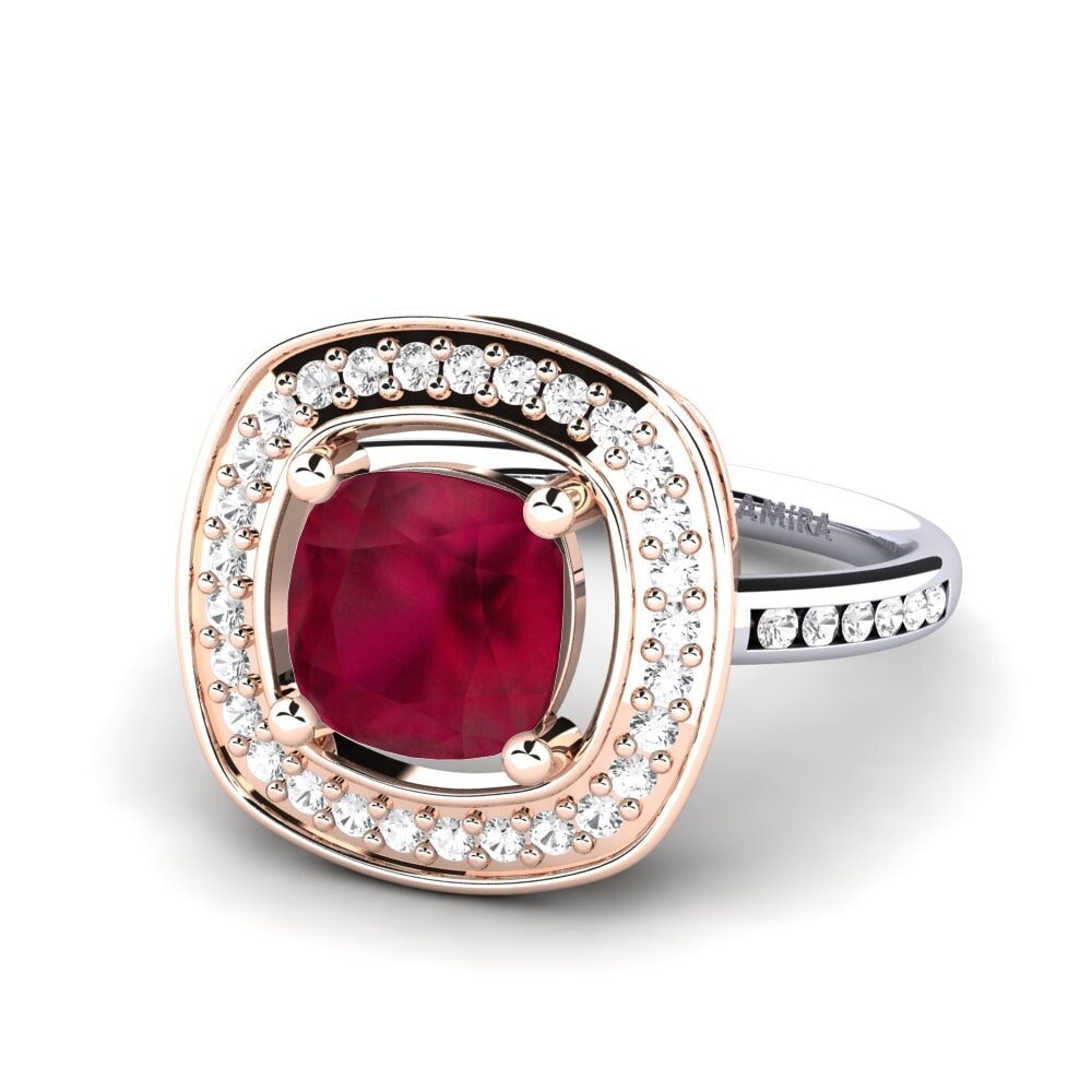 14k White & Rose Gold Ruby Engagement Ring Pieretta