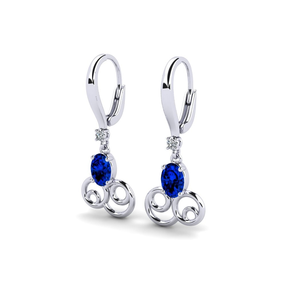 Oval Sapphire (Lab Created) Women's Earring Pieuvre